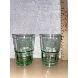 Vintage Bacardi Green Glass Rocks Tumblers Set of 2 Barware
